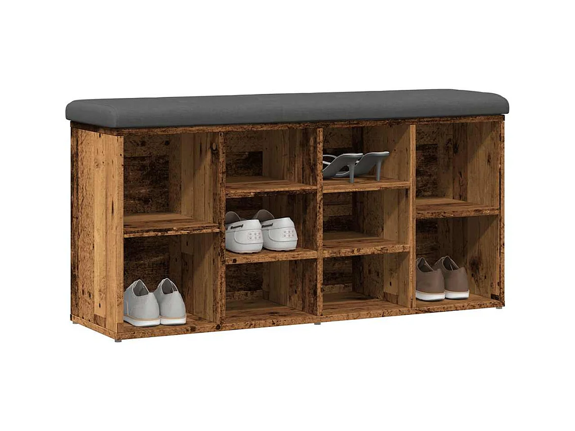 Banc à chaussures vieux bois 102x32x50 cm bois d'ingénierie