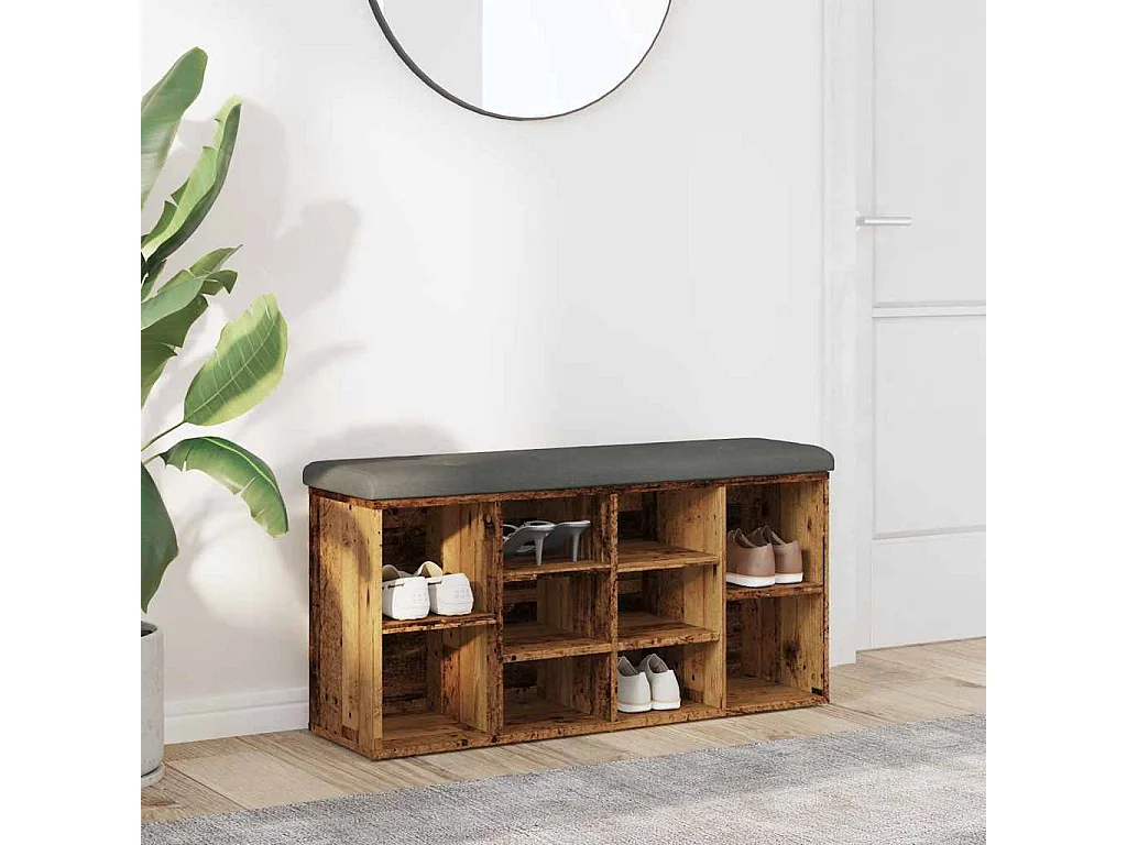 Banc à chaussures vieux bois 102x32x50 cm bois d'ingénierie