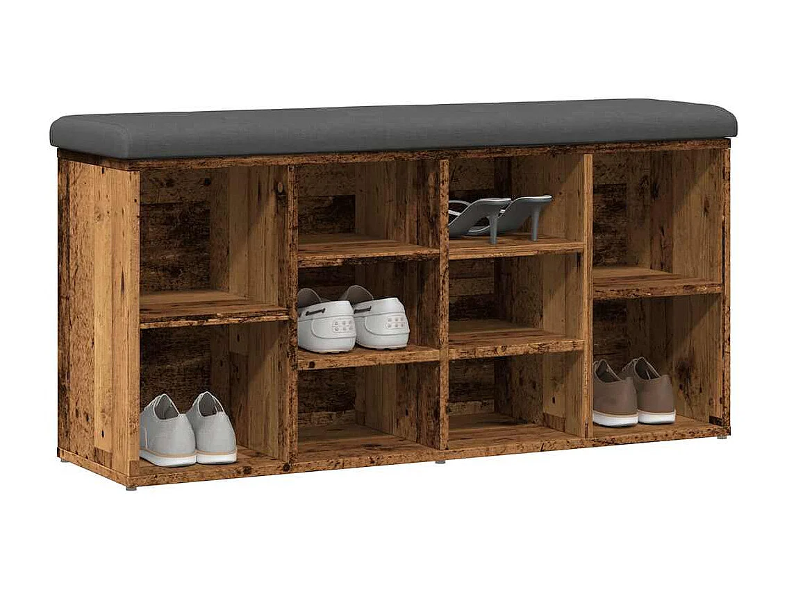 Banc à chaussures vieux bois 102x32x50 cm bois d'ingénierie