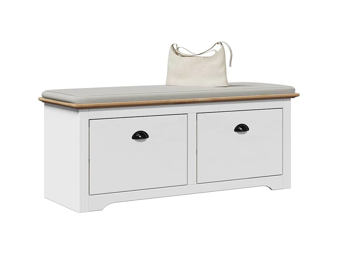 Banc de couloir BODO blanc et marron 114x40x45 cm
