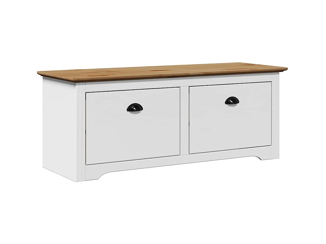 Banc de couloir BODO blanc et marron 114x40x45 cm