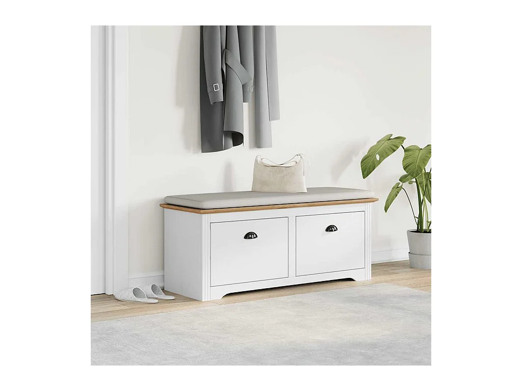 Banc de couloir BODO blanc et marron 114x40x45 cm