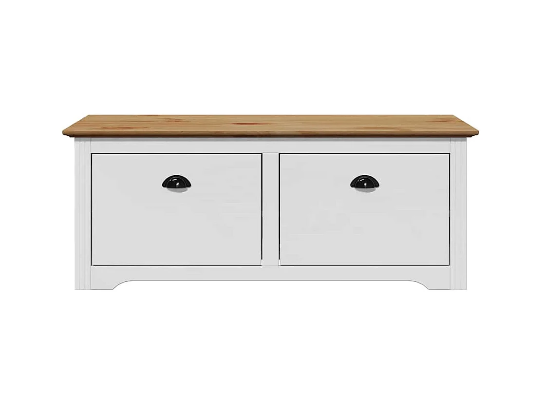 Banc de couloir BODO blanc et marron 114x40x45 cm