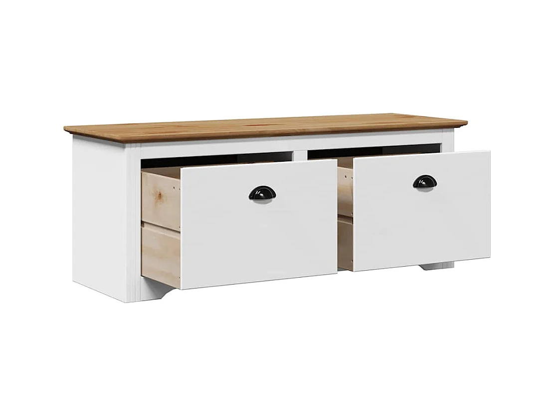 Banc de couloir BODO blanc et marron 114x40x45 cm