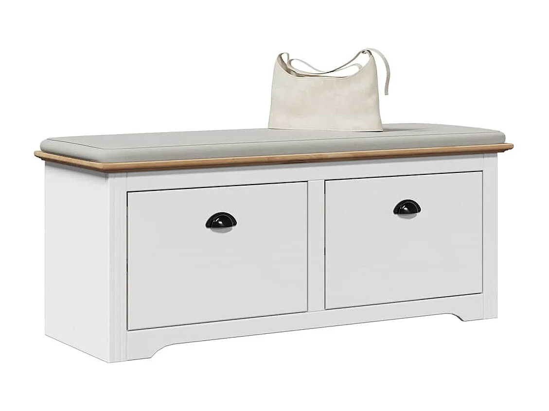 Banc de couloir BODO blanc et marron 114x40x45 cm