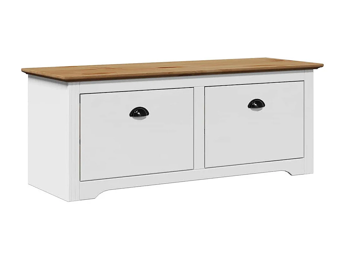 Banc de couloir BODO blanc et marron 114x40x45 cm