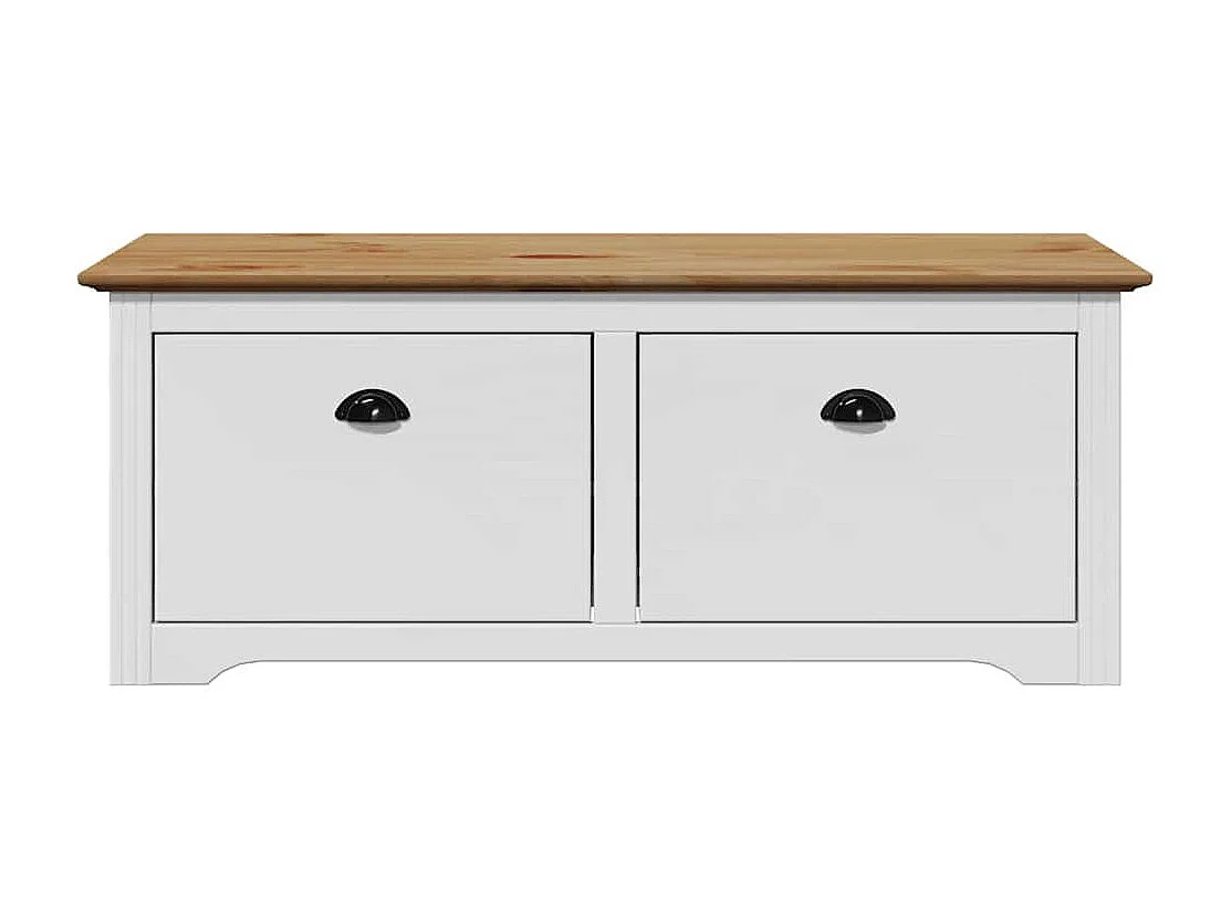 Banc de couloir BODO blanc et marron 114x40x45 cm