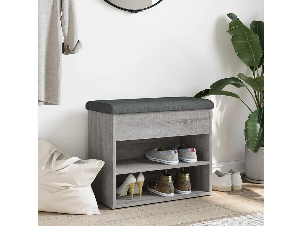 Panca portascarpe grigia Sonoma 62x32x50 cm in legno ingegnerizzato