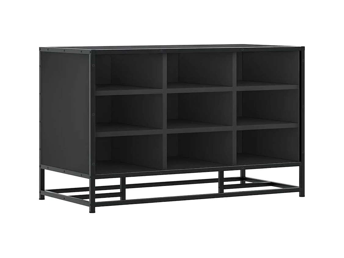 Banc à chaussures noir 84x40x53,5 cm bois d'ingénierie et métal