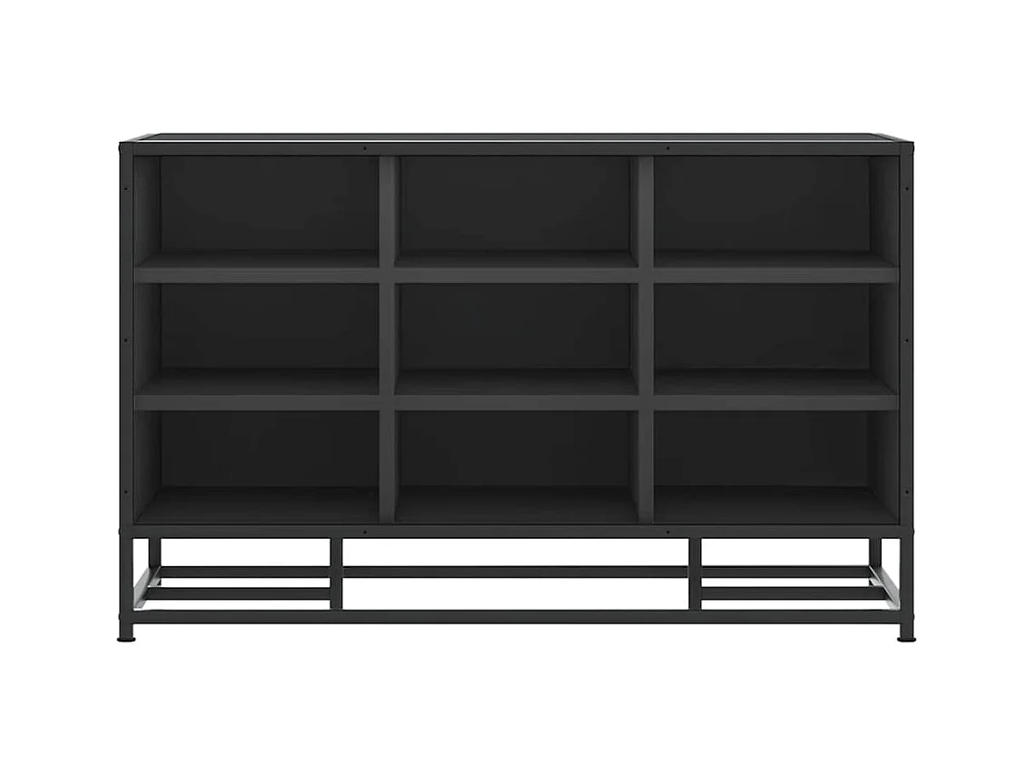 Banc à chaussures noir 84x40x53,5 cm bois d'ingénierie et métal