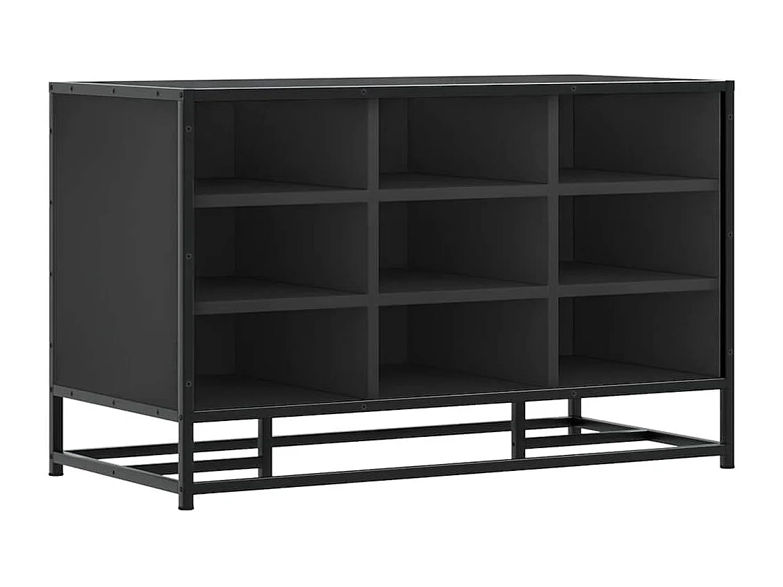 Banc à chaussures noir 84x40x53,5 cm bois d'ingénierie et métal