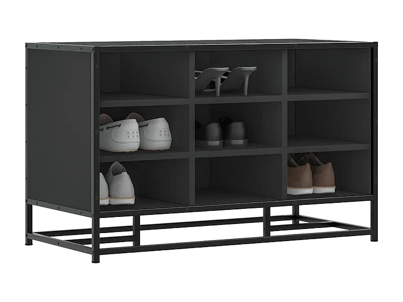 Zwarte schoenenbank 84x40x53,5 cm bewerkt hout en metaal