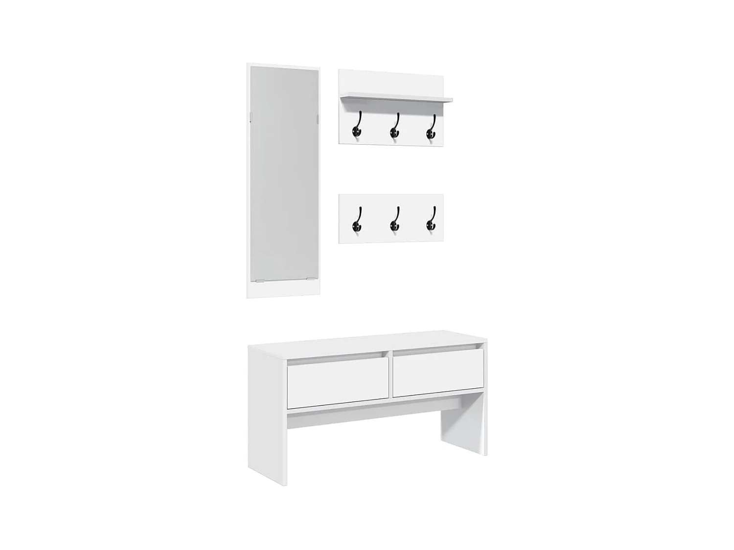 Conjunto de muebles de pasillo de 4 piezas de madera de ingeniería blanca