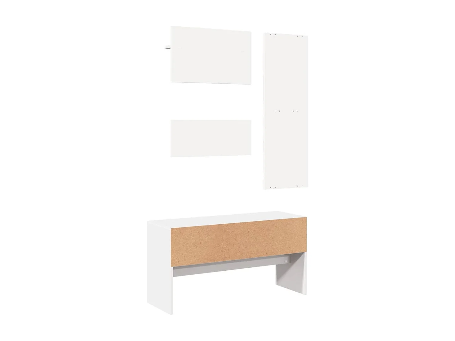 Conjunto de muebles de pasillo de 4 piezas de madera de ingeniería blanca