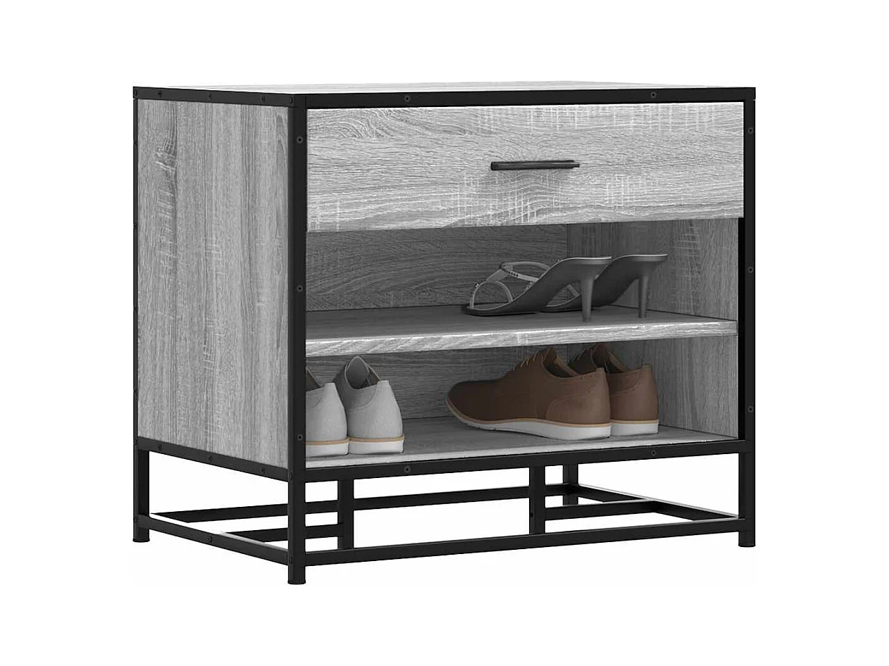 Banc à chaussures sonoma gris bois d'ingénierie et métal