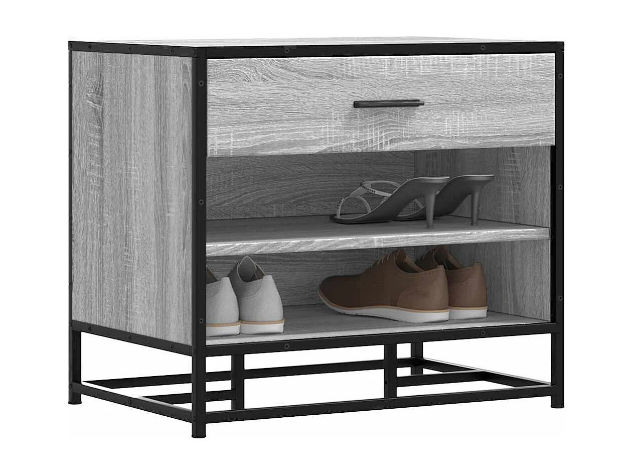 Banc à chaussures sonoma gris bois d'ingénierie et métal