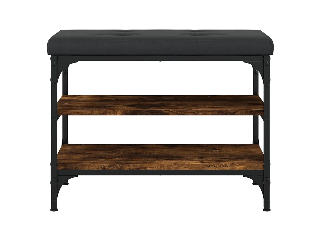 Panca portascarpe in rovere affumicato 62x32x47 cm in legno ingegnerizzato