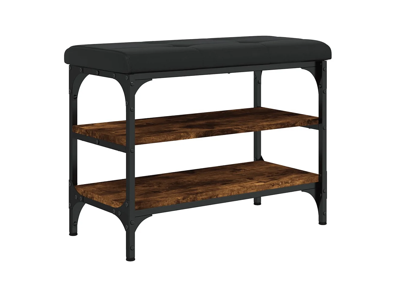 Panca portascarpe in rovere affumicato 62x32x47 cm in legno ingegnerizzato