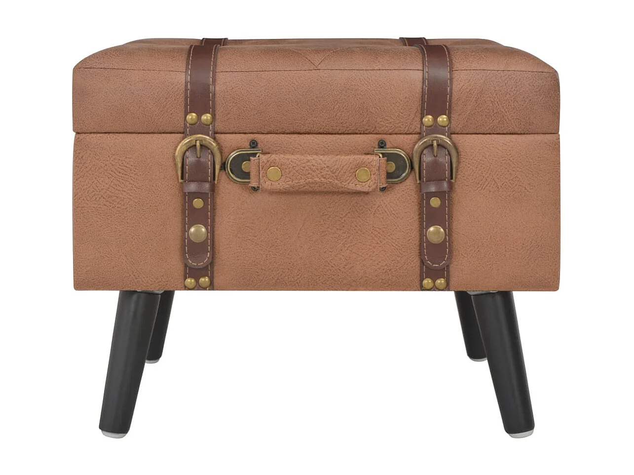 Set di 3 sgabelli contenitore in similpelle marrone