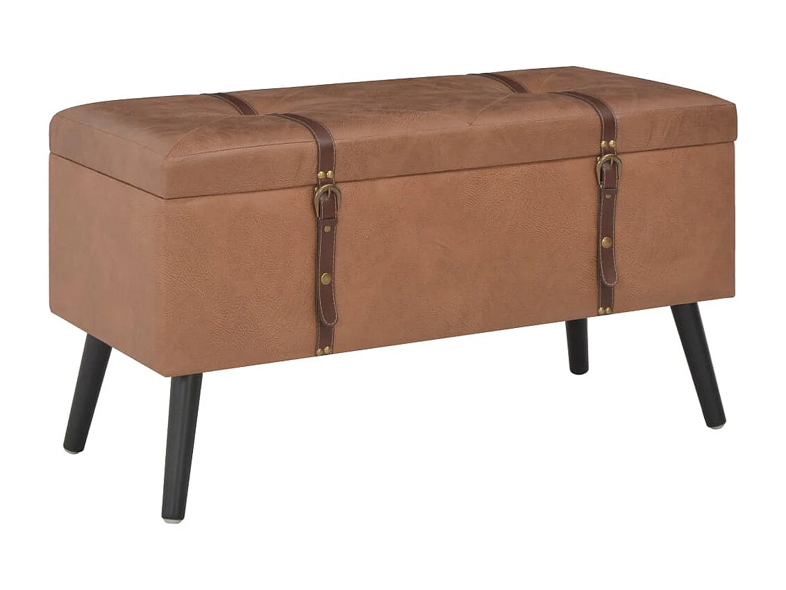 Set di 3 sgabelli contenitore in similpelle marrone