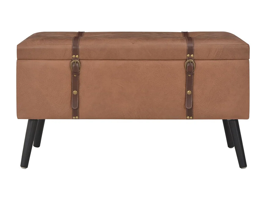 Set di 3 sgabelli contenitore in similpelle marrone