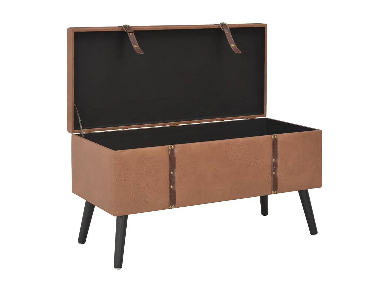 Set di 3 sgabelli contenitore in similpelle marrone