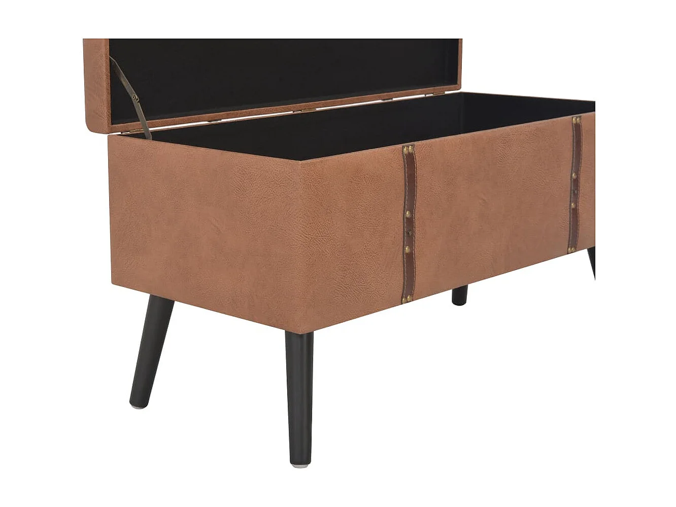 Set di 3 sgabelli contenitore in similpelle marrone