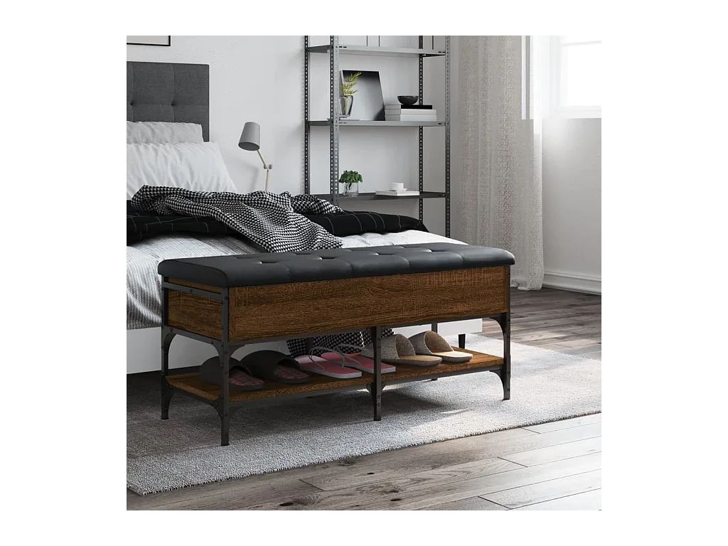 Schoenenbank bruin eiken 102x42x45 cm bewerkt hout