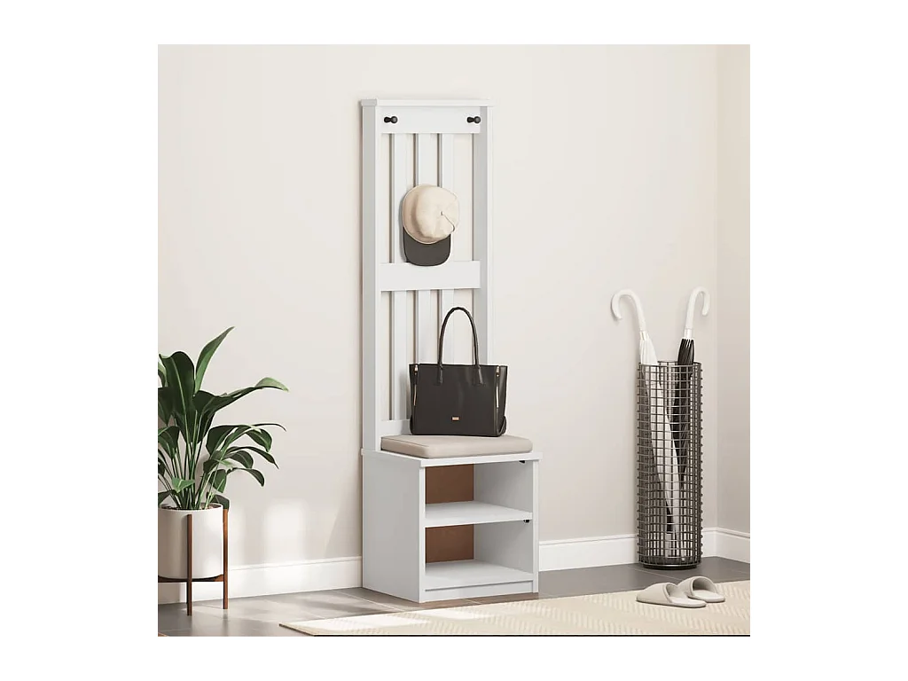 Portemanteau SANDNES blanc 45x40x159,5 cm bois massif pin