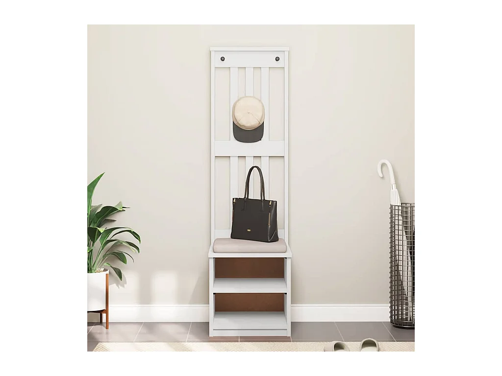 Portemanteau SANDNES blanc 45x40x159,5 cm bois massif pin