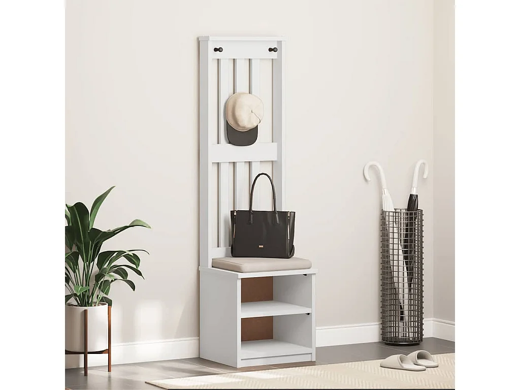 Portemanteau SANDNES blanc 45x40x159,5 cm bois massif pin