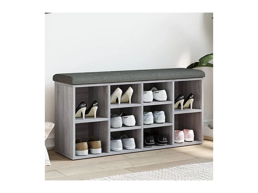 Banc à chaussures sonoma gris 102x32x50 cm bois d'ingénierie