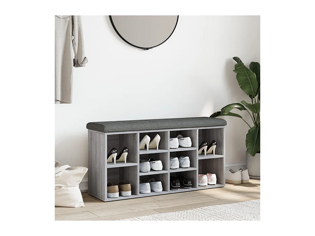 Banc à chaussures sonoma gris 102x32x50 cm bois d'ingénierie