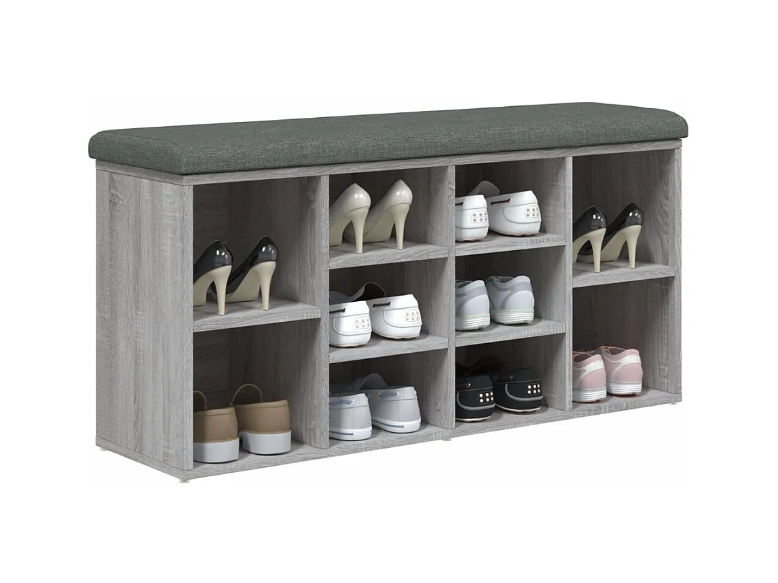 Banc à chaussures sonoma gris 102x32x50 cm bois d'ingénierie