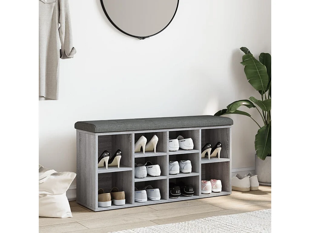 Panca portascarpe grigia Sonoma 102x32x50 cm in legno ingegnerizzato