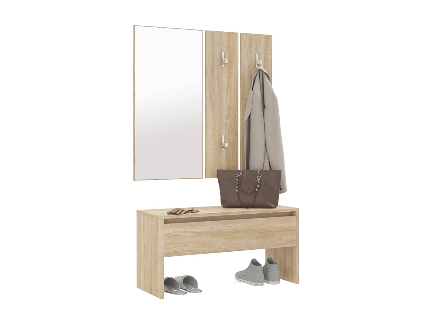 Set di mobili per ingresso in legno ingegnerizzato Sonoma Oak