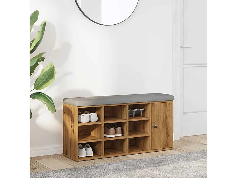 Banc à chaussures chêne artisanal 102x32x50cm bois d'ingénierie