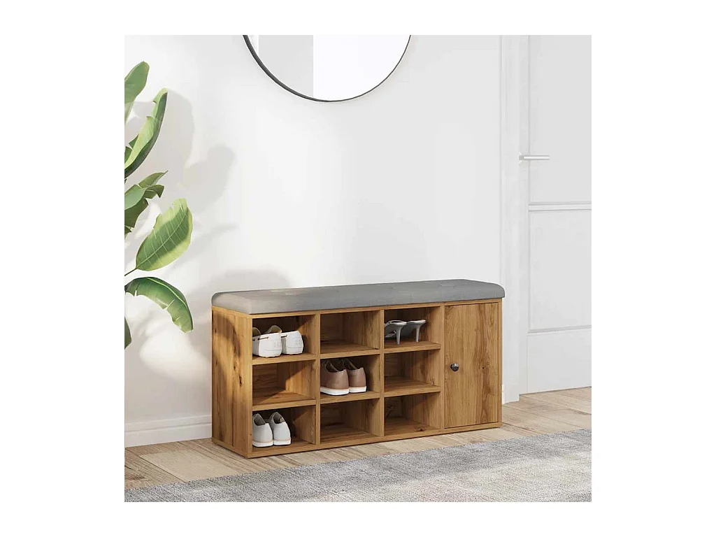 Banc à chaussures chêne artisanal 102x32x50cm bois d'ingénierie