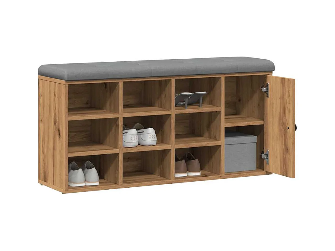 Banc à chaussures chêne artisanal 102x32x50cm bois d'ingénierie