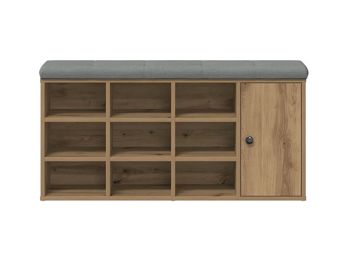 Banc à chaussures chêne artisanal 102x32x50cm bois d'ingénierie