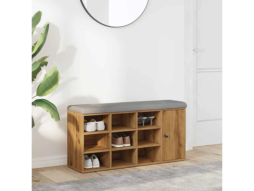 Banc à chaussures chêne artisanal 102x32x50cm bois d'ingénierie