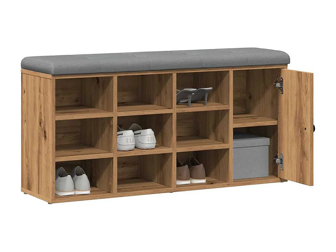 Banc à chaussures chêne artisanal 102x32x50cm bois d'ingénierie