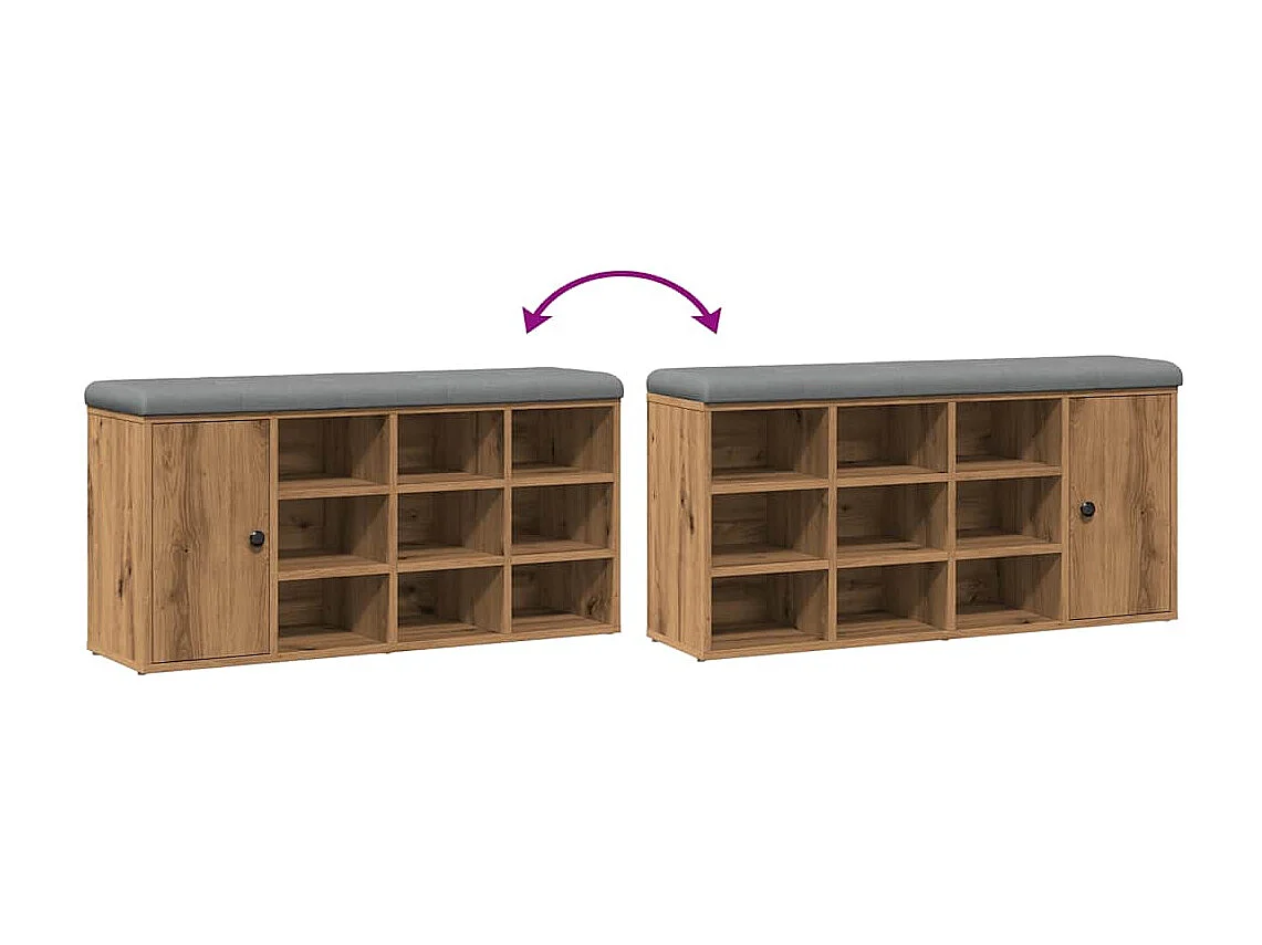 Banc à chaussures chêne artisanal 102x32x50cm bois d'ingénierie