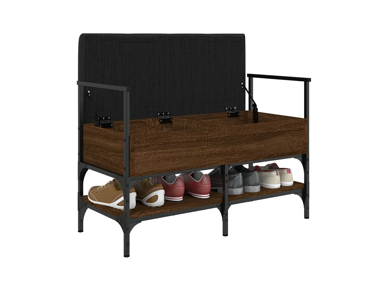 Panca portascarpe in rovere marrone 85,5x42x57,5cm in legno ingegnerizzato