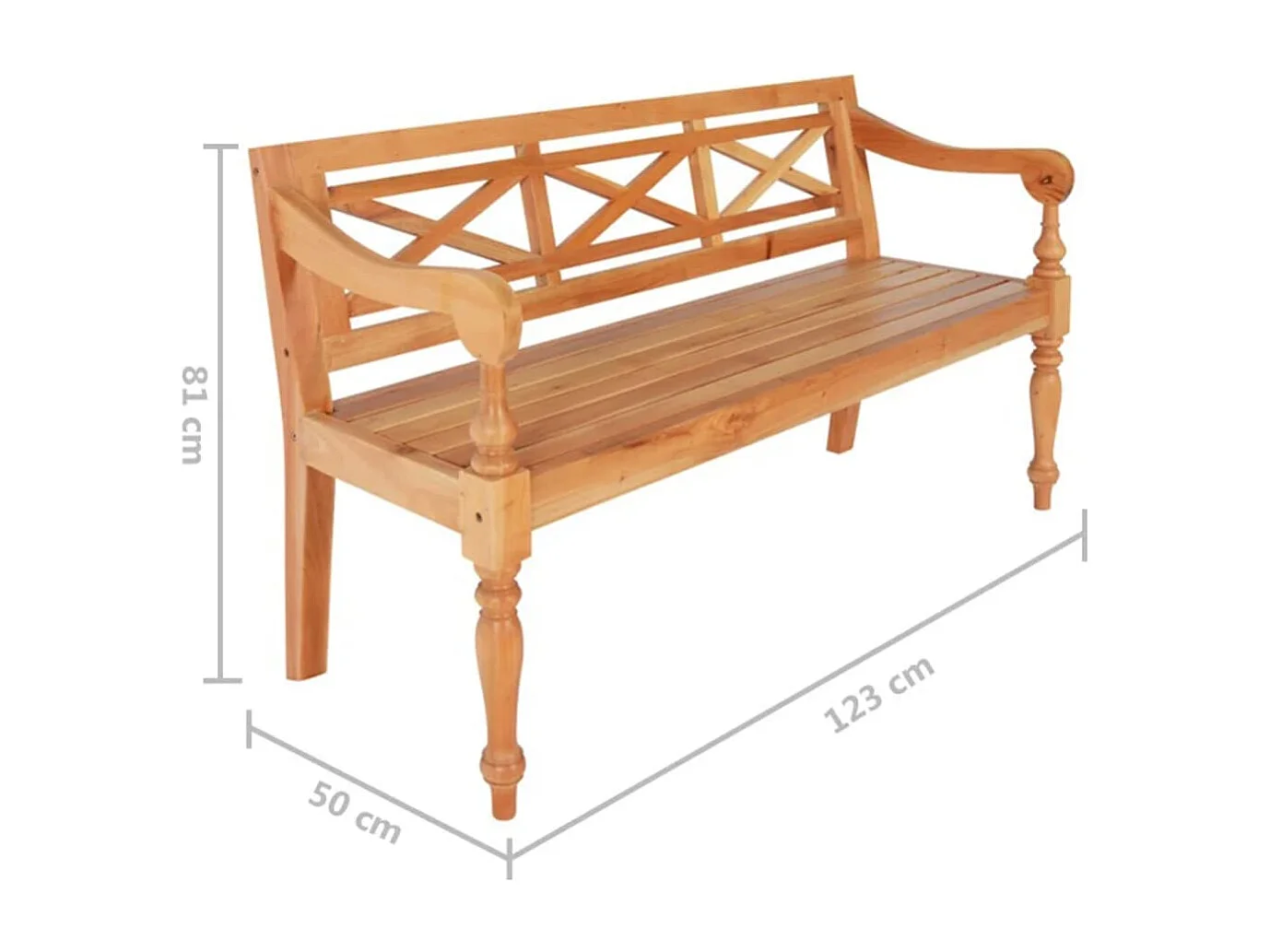 Panca Batavia 123 cm Legno massello di mogano Marrone chiaro