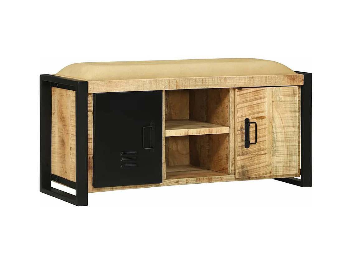 Banc de rangement Marron Bois de manguier massif