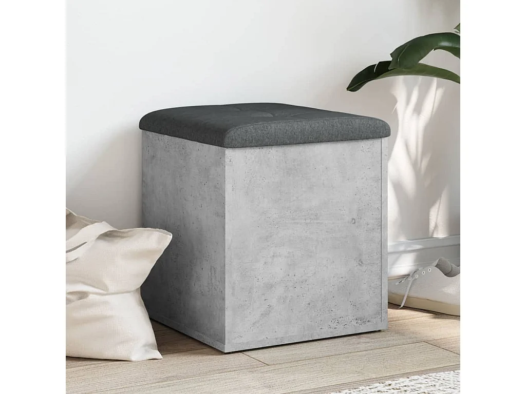 Panca contenitore grigio cemento 42x42x45 cm in legno ingegnerizzato