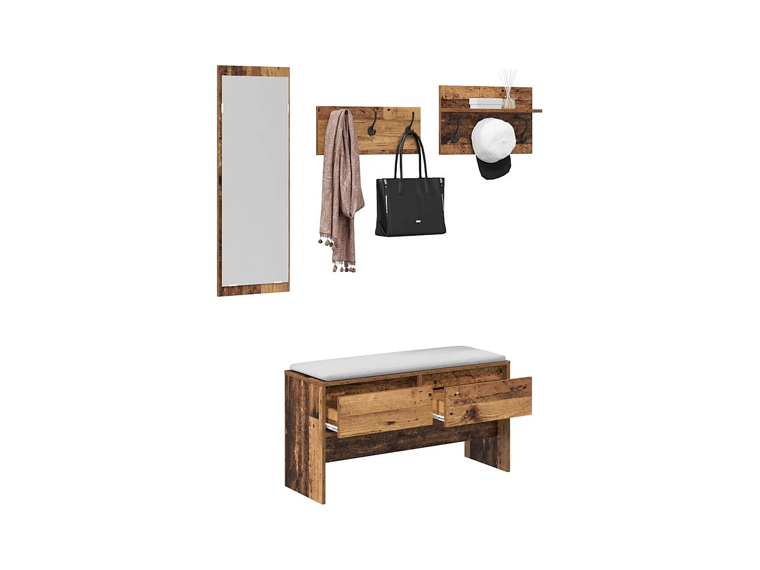 Ensemble de meubles d'entrée Bois ancien 90 x 31 x 46.5 cm