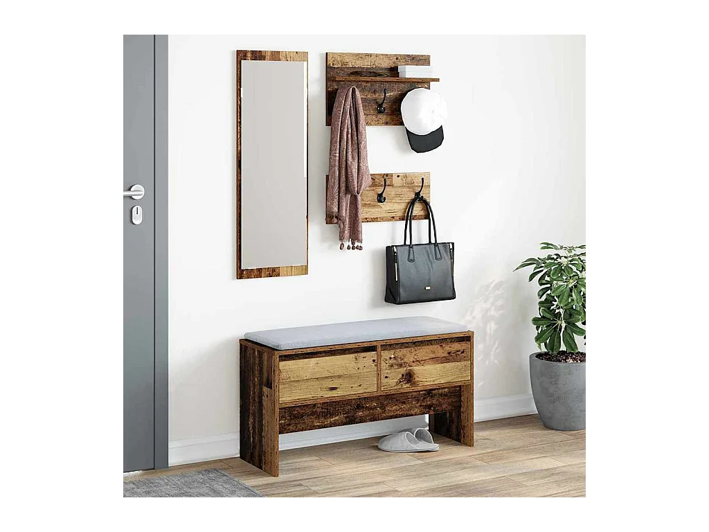Ensemble de meubles d'entrée Bois ancien 90 x 31 x 46.5 cm
