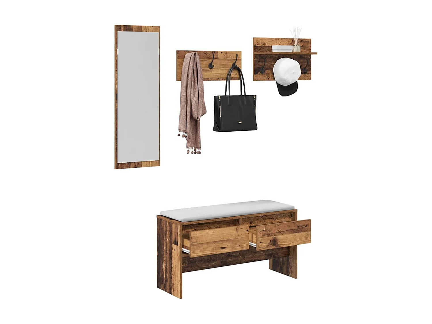 Ensemble de meubles d'entrée Bois ancien 90 x 31 x 46.5 cm